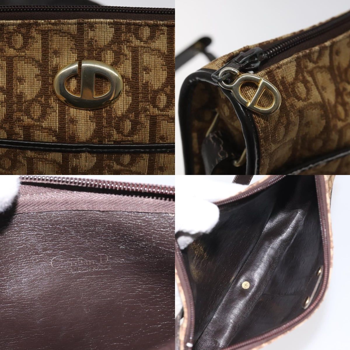Dior DIOR Trotter Canvas Shoulder Bag Brown Gold Size ONE SIZE - 11 Thumbnail