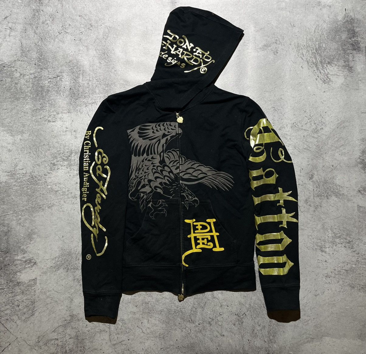 Ed Hardy Ed Hardy by Christian Audigier Zip Hoodie Black Eagle Print Size US XL / EU 56 / 4 - 1 Thumbnail