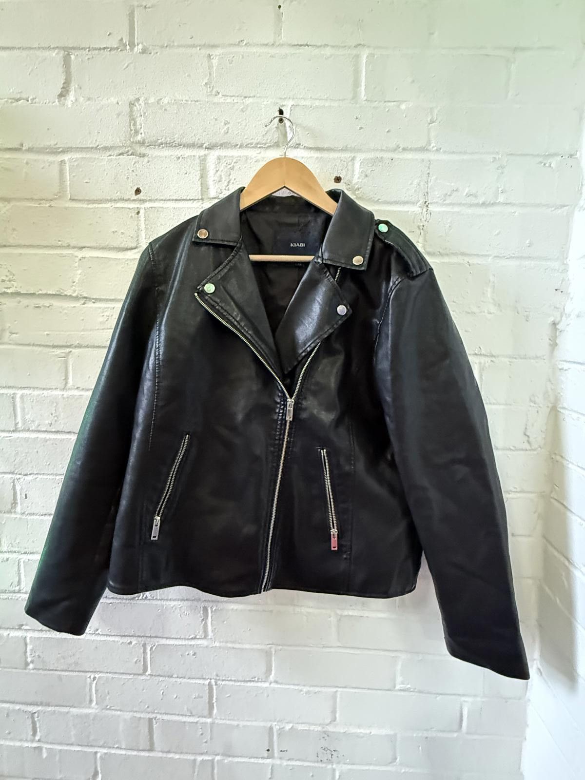 Karl Kani Kaar Black Leather Biker Jacket Size M / US 6-8 / IT 42-44 - 1 Thumbnail