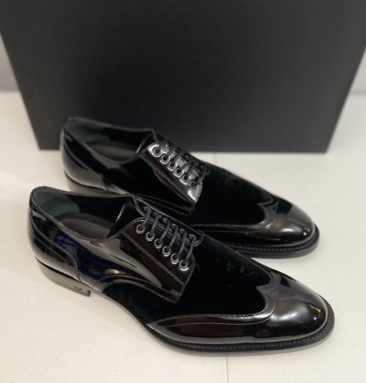 Dsquared2 Dsquared2 🇮🇹 Black Patent/Velvet Handmade Derby 7.5 NEW Size US 7.5 / EU 40-41 - 1 Thumbnail