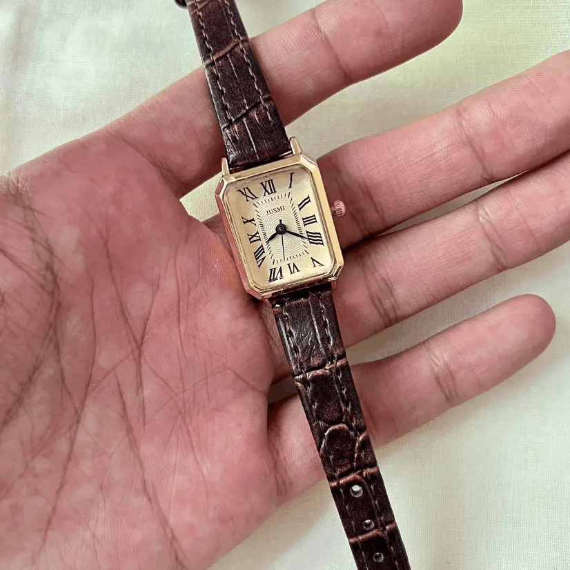 Jewelry 2000s vintage style rectangle brown leather luxury watch Size ONE SIZE - 2 Thumbnail