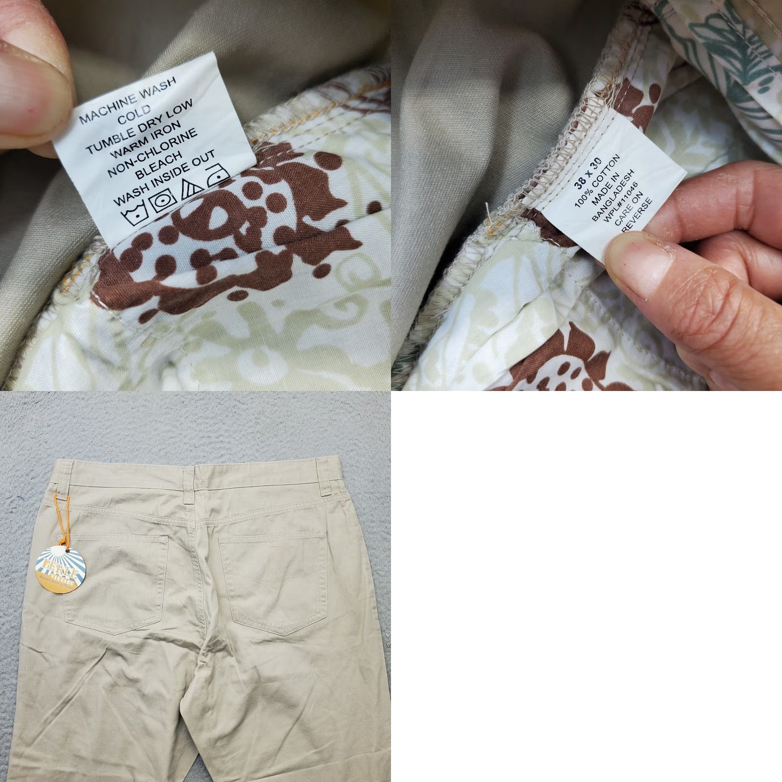 Berle Berle Chino Pants Mens 38x30 Brown 5-Pocket Straight Leg Outdoor Belt Loop Casual Pants Size US 38 / EU 54 - 8 Thumbnail