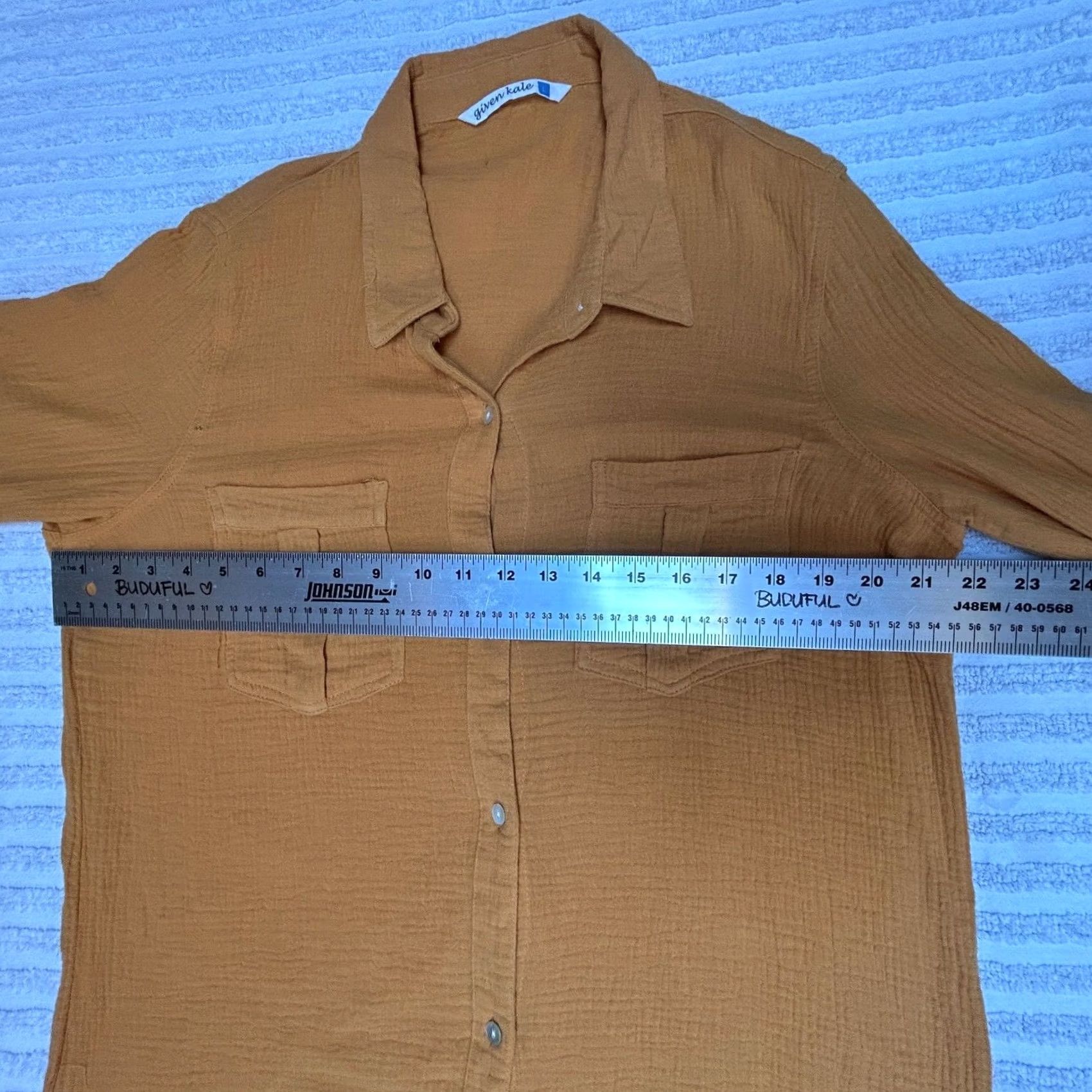 Vintage Given Kale Women's Shirt Dress Mustard Pockets Roll Tab Sleeve Gauze 100% Cotton L Size L / US 10 / IT 46 - 5 Thumbnail