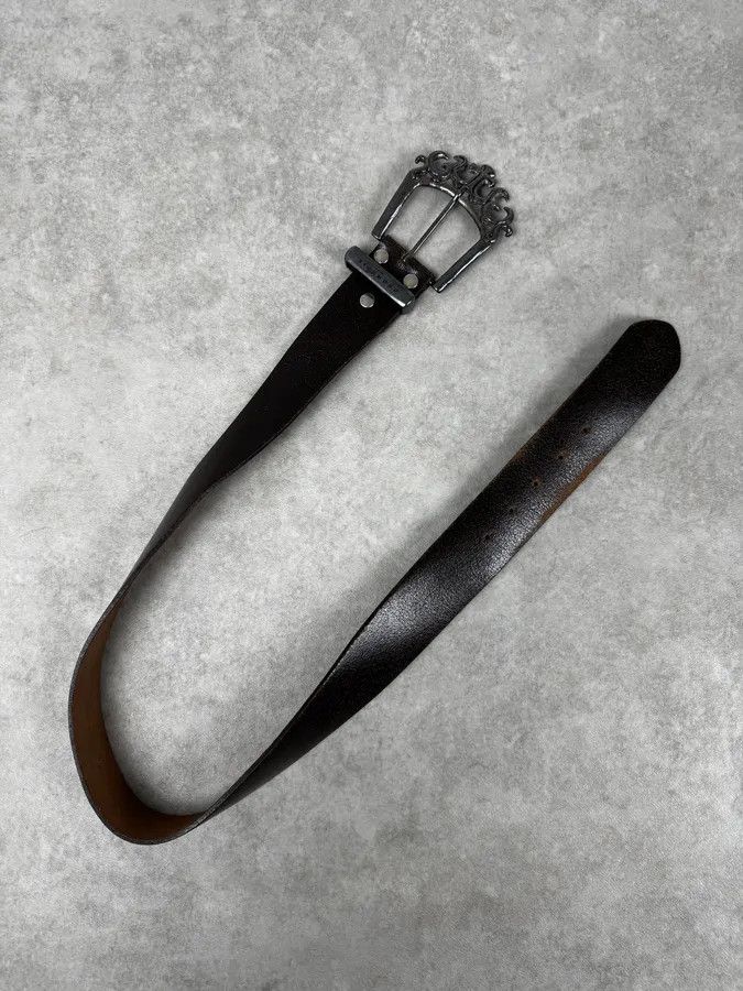 John Richmond 2000s John Richmond Brown Cross Ornamental Buckle Belt Size ONE SIZE - 3 Thumbnail