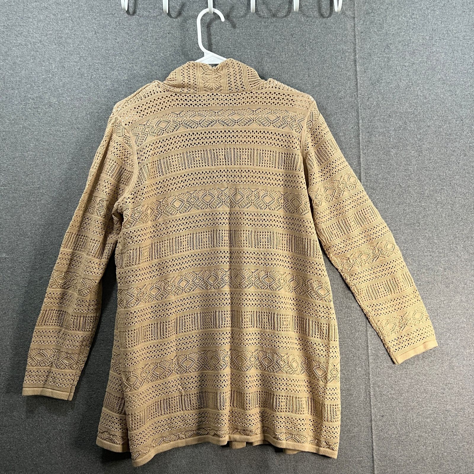 Other Joan Rivers Crochet Stripe Open Front Cardigan Khaki, Medium Size M / US 6-8 / IT 42-44 - 2 Thumbnail