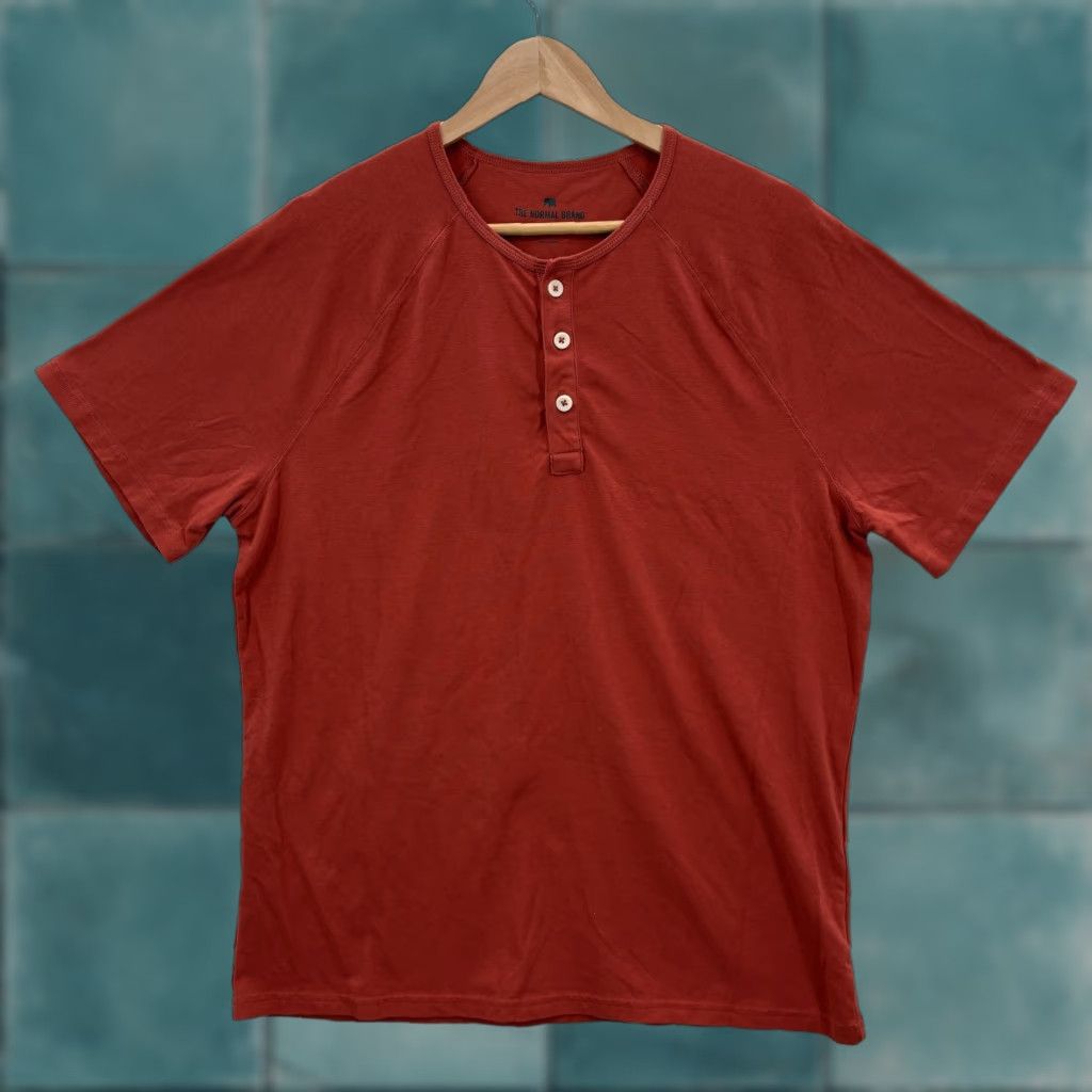 Vintage The Normal Brand Henley Shirt Mens Large Red Active Puremeso Short Sleeve Casual Size US L / EU 52-54 / 3 - 1 Thumbnail
