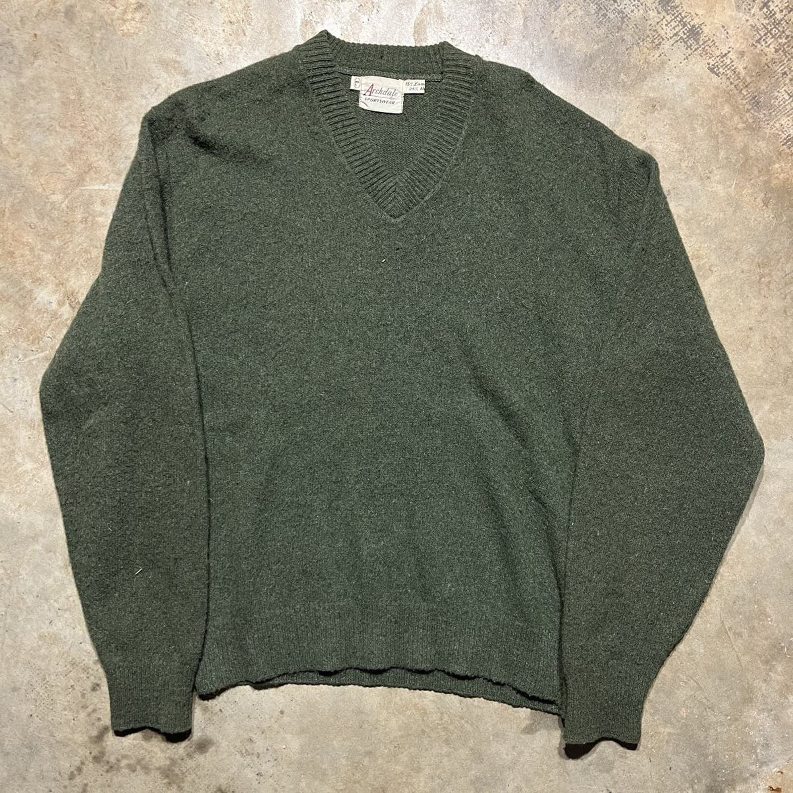 image of Made In USA x Vintage 60S Archdale Sportswear Green Mohair V-Neck Sweater, Men's (Size Large)