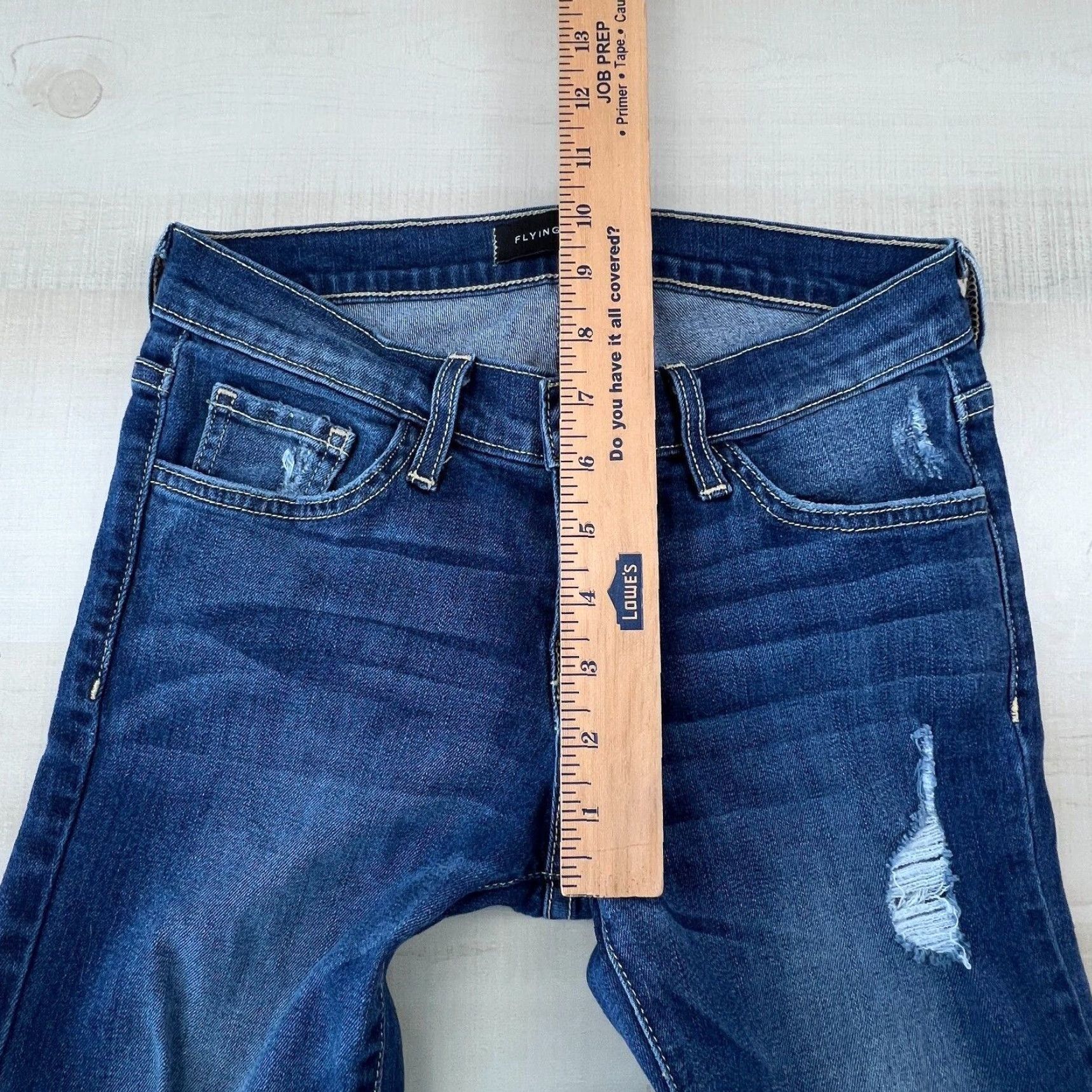 Vintage Flying Monkey Womens Distressed Skinny Jeans 26 Blue Medium Wash Denim Stretch Low Rise Size 26" / US 2 / IT 38 - 6 Thumbnail