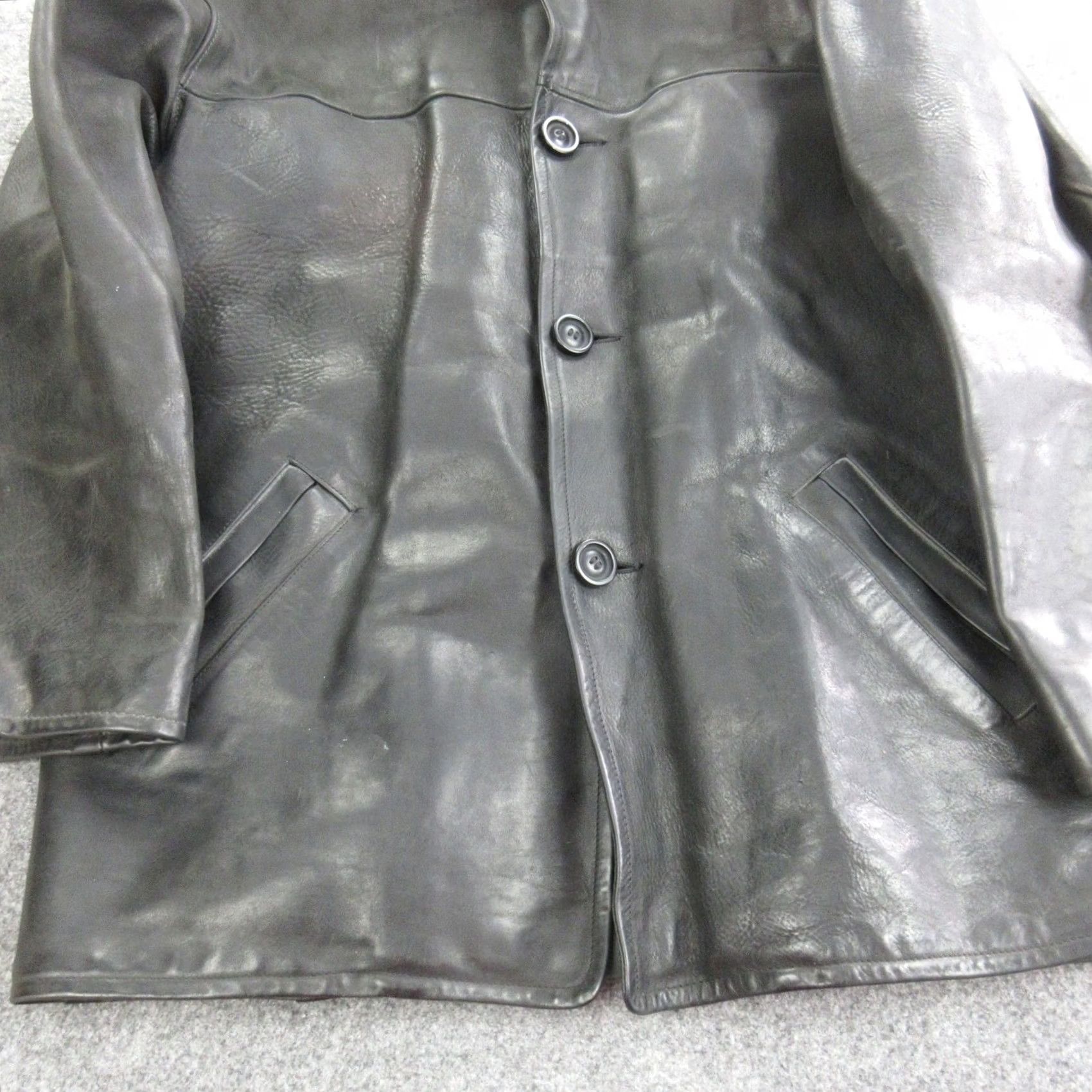 Vintage Rebelstoke Coat Mens L Overcoat Leather Wool Lined Winter Mid-Length Button Pockets Ironwork Collar Mens Size US L / EU 52-54 / 3 - 3 Thumbnail