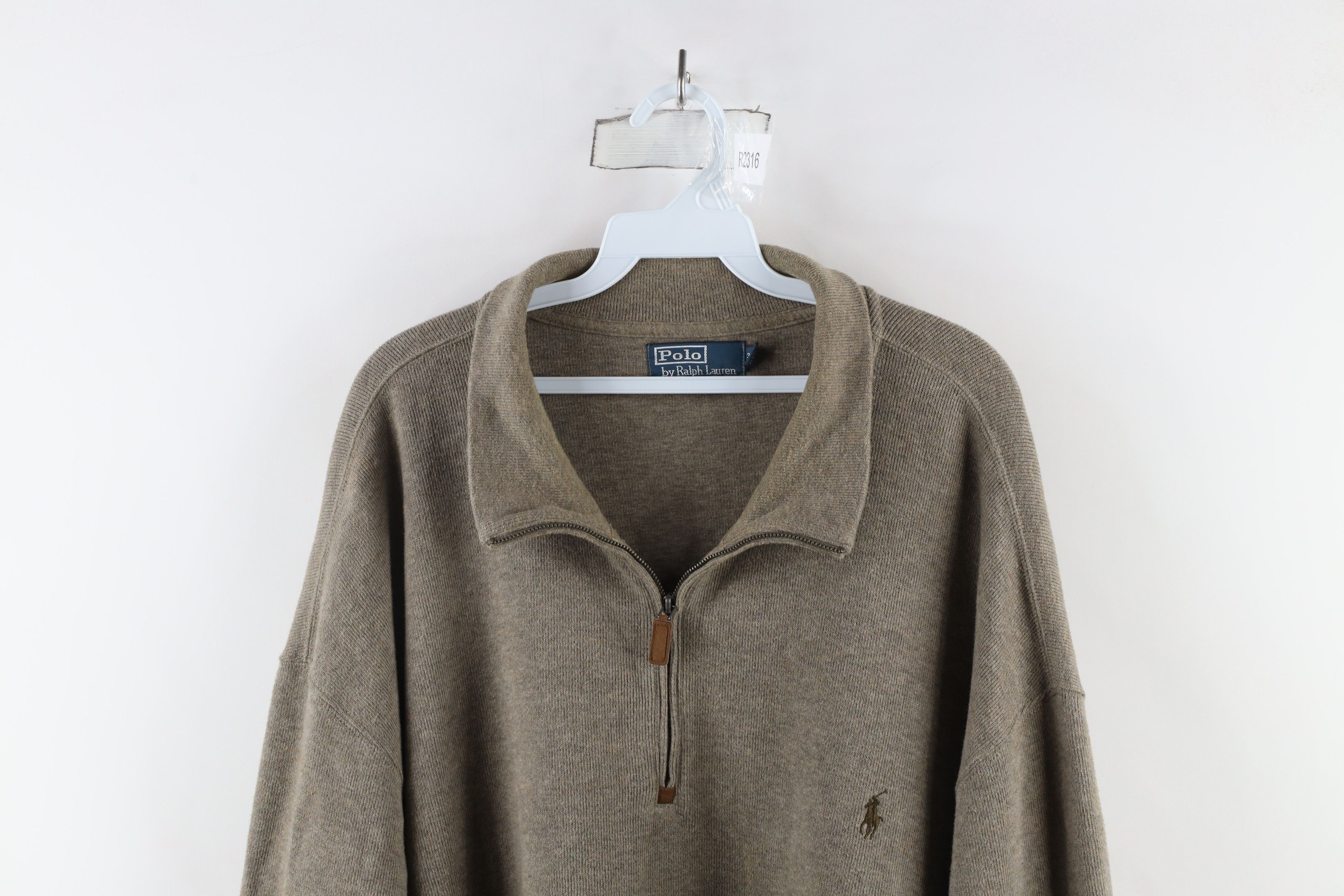 Ralph Lauren × Vintage Vintage 90s Ralph Lauren Knit Half Zip Pullover Sweater Size US XXL / EU 58 / 5 - 2 Thumbnail