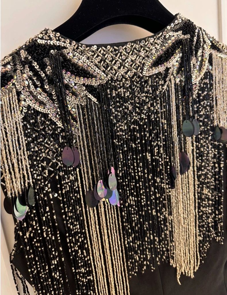 DRIES VAN NOTEN size:36 Heavy industry embroidered beaded Tank Tops