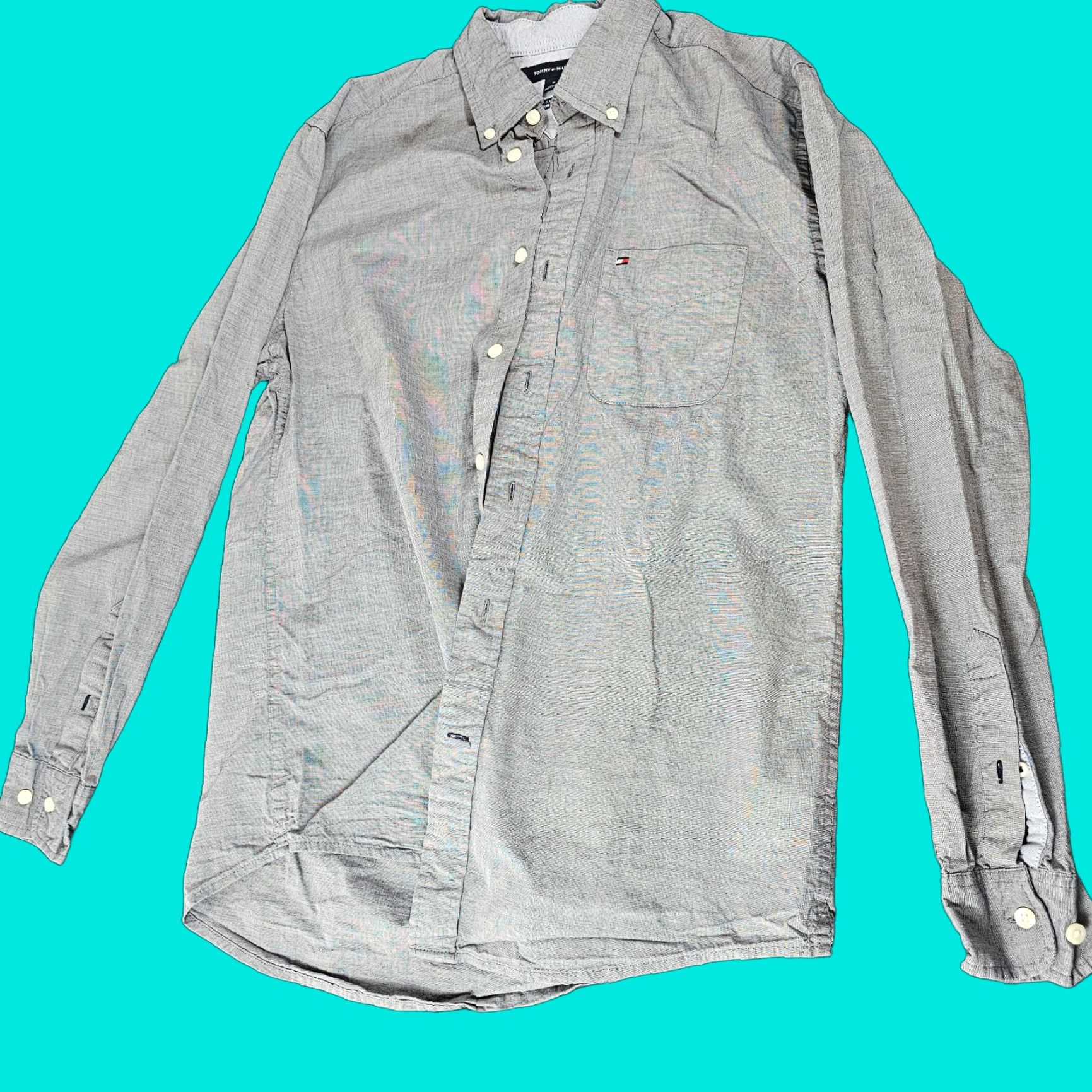 Tommy Hilfiger Tommy Hilfiger Shirt Men Button-Down Long Sleeve Medium Blue Solid Size US M / EU 48-50 / 2 - 1 Thumbnail