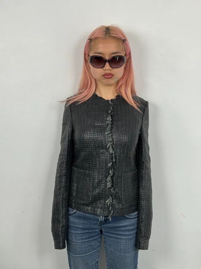 Dolce & Gabbana 2010s Dolce & Gabbana Black Leather Perfored Jacket Size M / US 6-8 / IT 42-44 - 2 Thumbnail