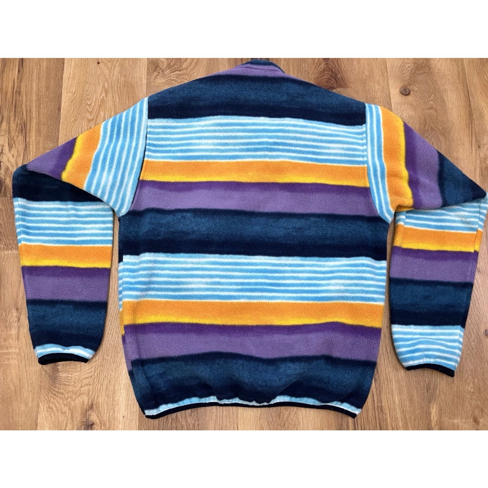 Patagonia Patagonia Snap-T Fleece Pullover Jacket Striped Mens M Blue Stand-Up Collar Jersey: Synchilla Lightweight Casual Workwear Size US M / EU 48-50 / 2 - 6 Thumbnail