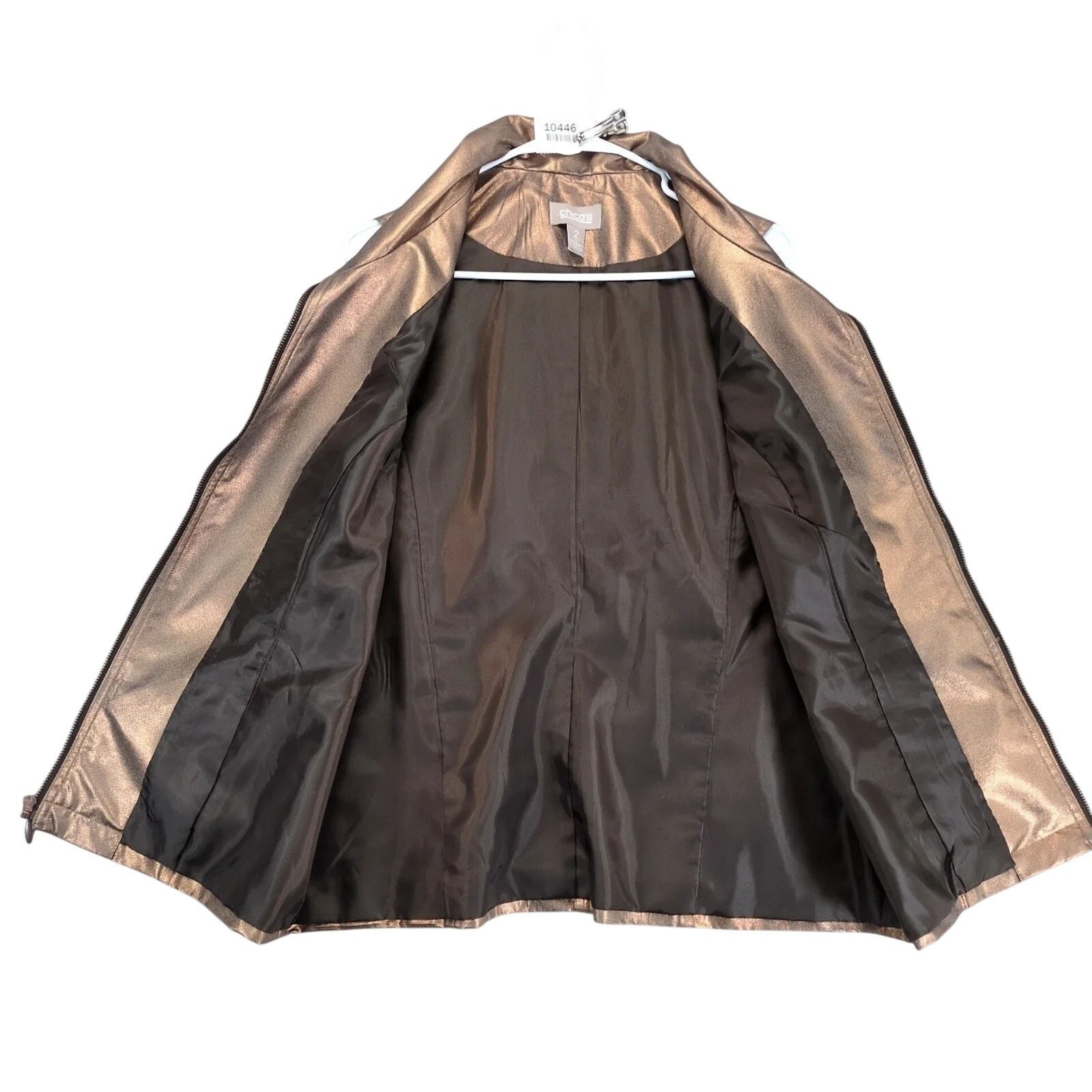Chicos Chico's Vest Size 2 Womens L/12 Metallic Copper Zip Up Lined Size XL / US 12-14 / IT 48-50 - 2 Thumbnail