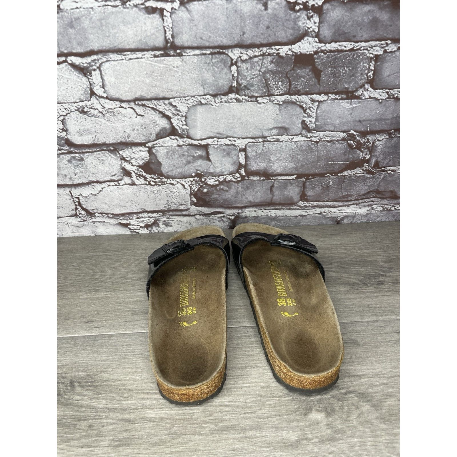 Birkenstock Birkenstock Madrid Black Patent Leather Cork Slide Sandals W Size US 7.5 / IT 37.5 - 14 Thumbnail