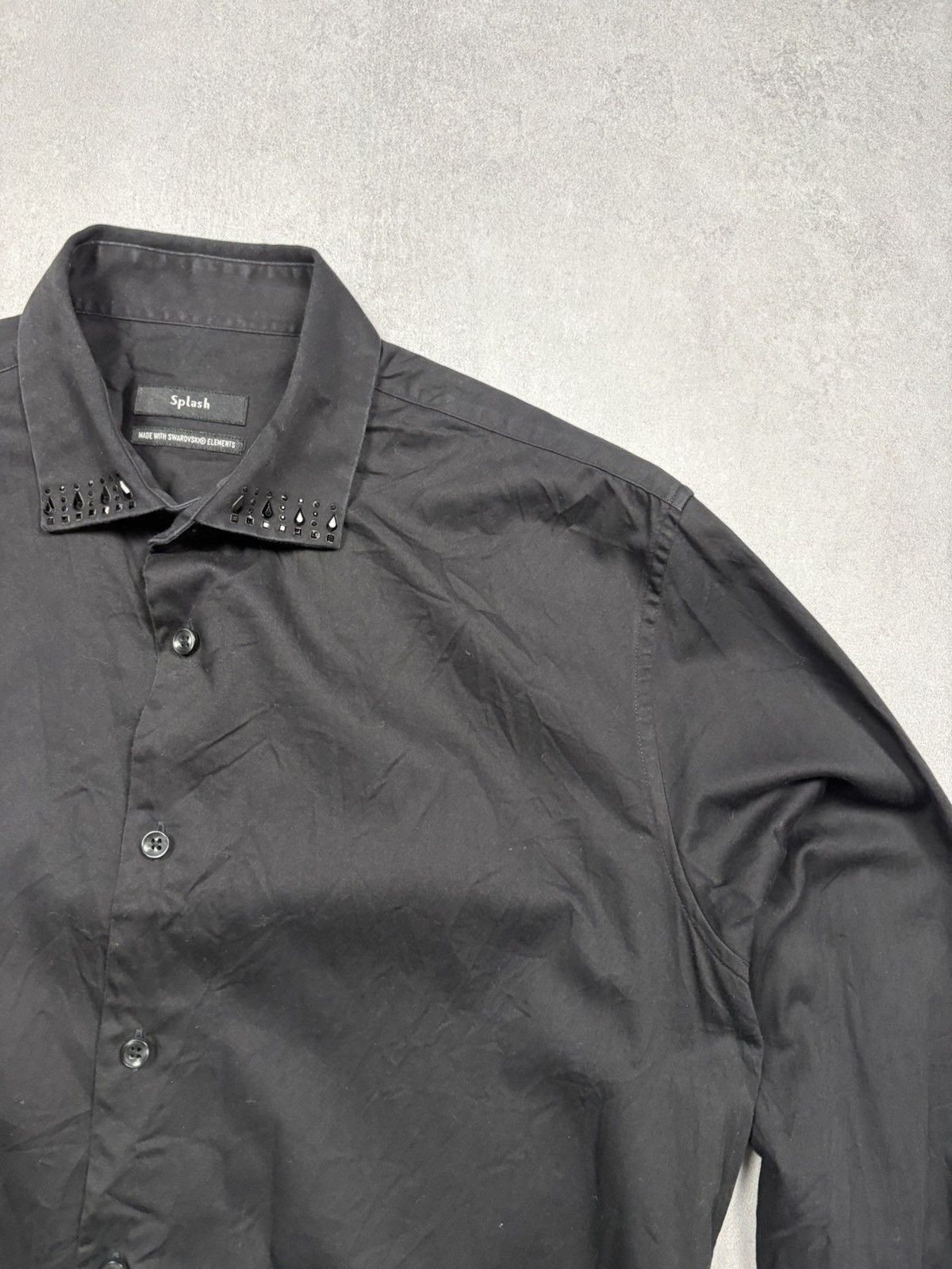 Other Splash Black Button Up Shirt Swarovski Crystal Collar Size L Size US L / EU 52-54 / 3 - 2 Thumbnail