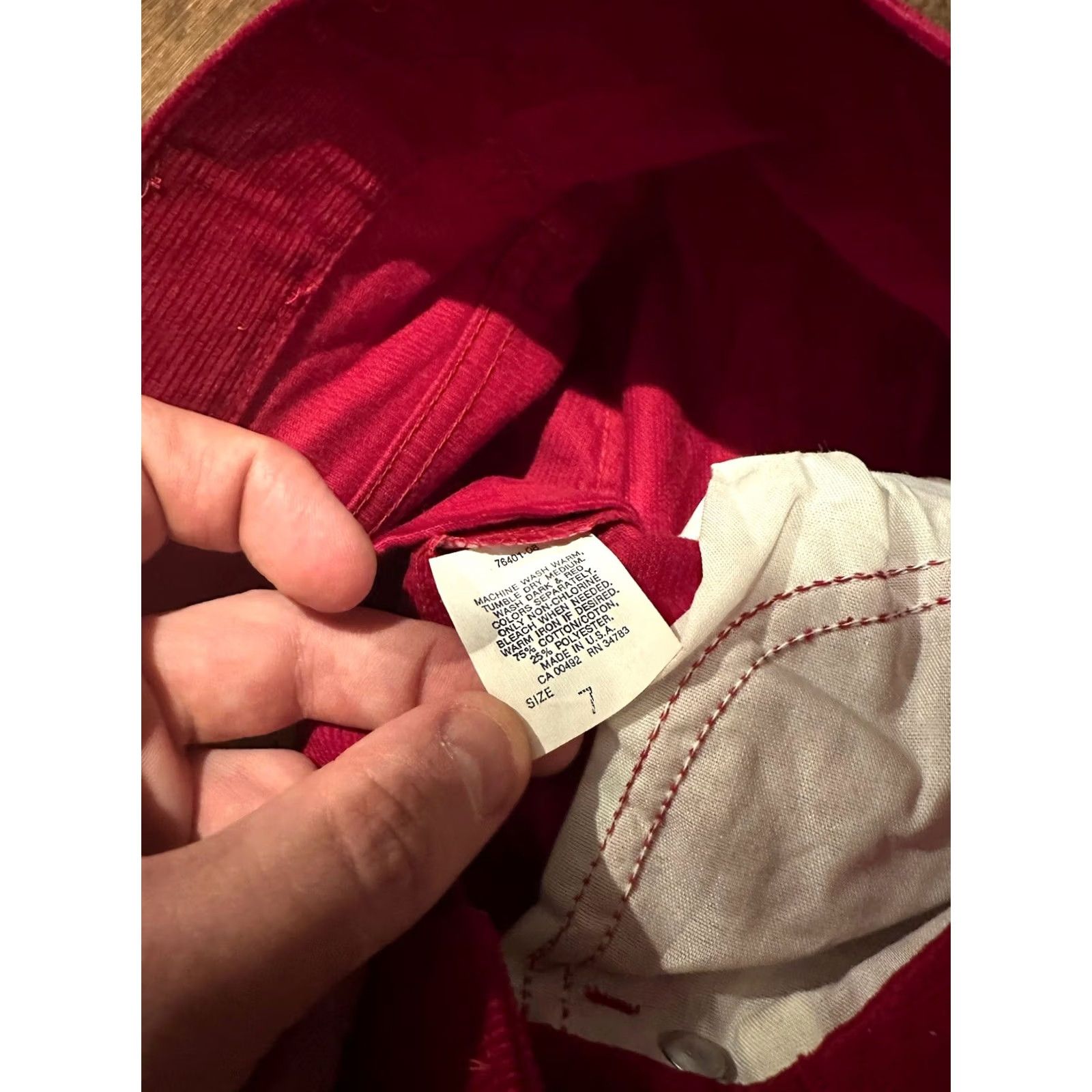 Lee VINTAGE LEE Riders High-Waist Corduroy Pants Teens 24x33 Red UNION Talon Size 42" / US 20 - 7 Thumbnail