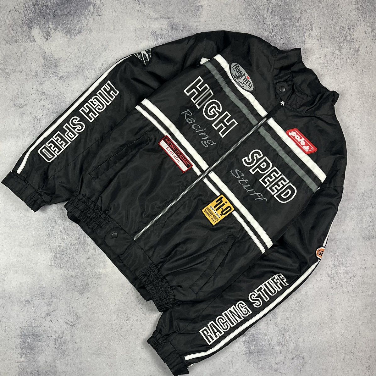 image of Nascar x Racing Vintage High Speed Racing Bomber Jacket 90’S in Black, Men's (Size 2XL)