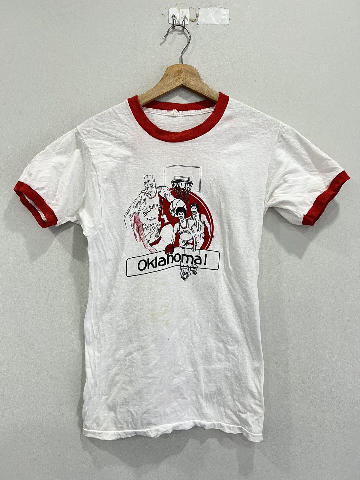 Vintage Vintage Oklahoma Basketball Ringer Tee Shirt 70s Size US L / EU 52-54 / 3 - 1 Thumbnail