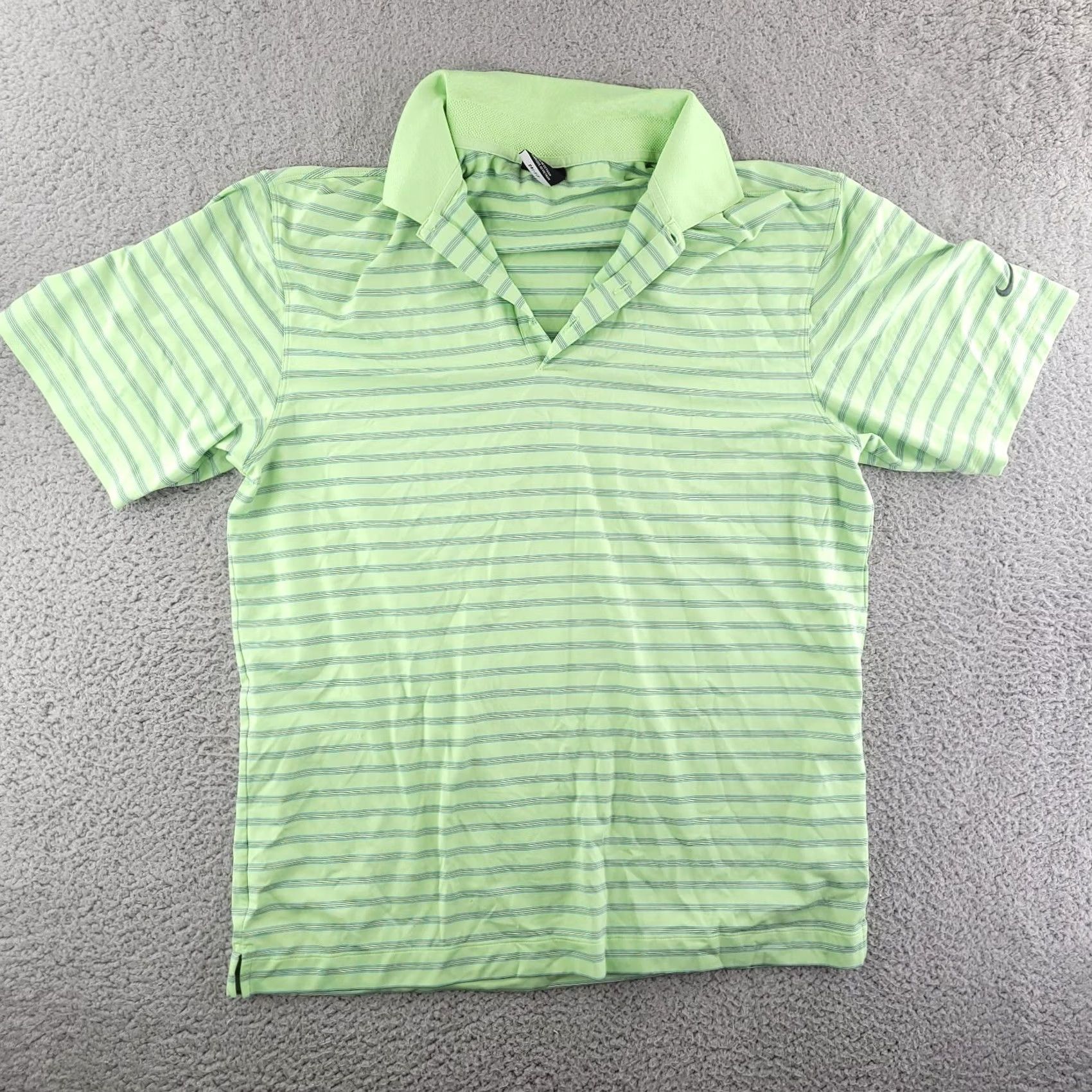 Nike Nike Golf Polo Shirt Mens Large Green Striped Short Sleeve Dri Fit Performance Size US L / EU 52-54 / 3 - 2 Thumbnail