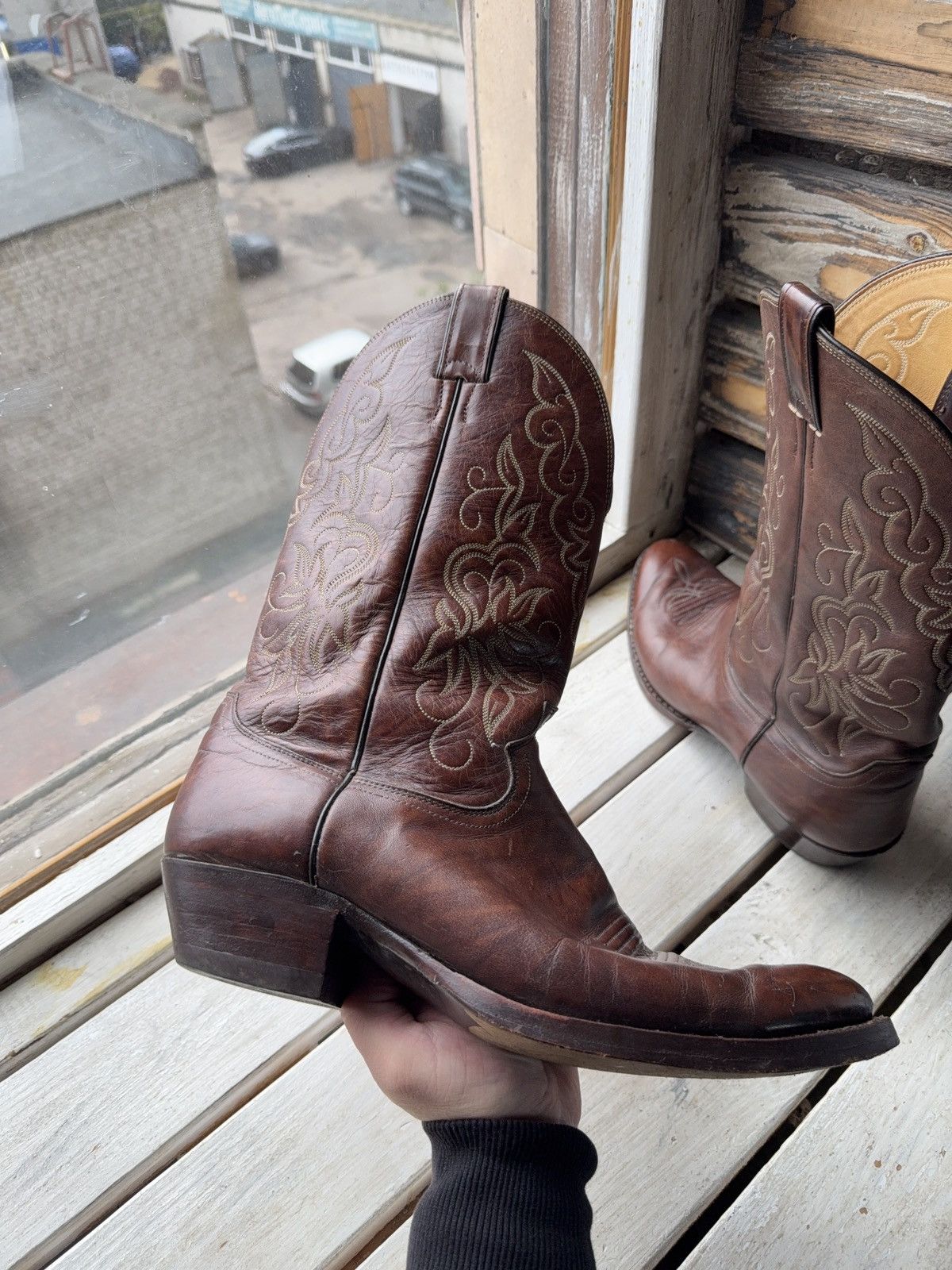 Justin Boots Justin Boots 1652 Brown Leather Western Cowboy Boots USA Size US 12 / EU 45 - 4 Thumbnail