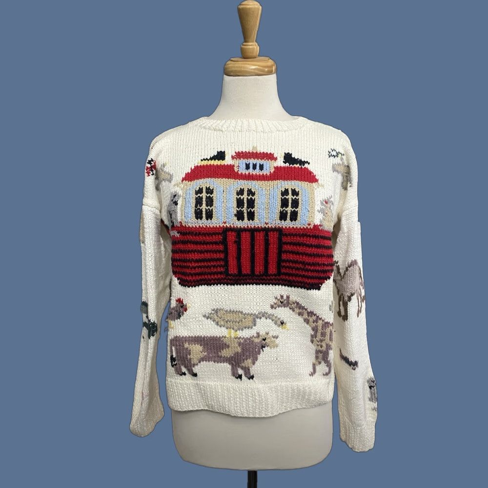 Vintage VINTAGE Gusto Chunky-Knit Sweater Noah’s Ark Theme Animals Women’s Medium Sweat er? Size M / US 6-8 / IT 42-44 - 1 Thumbnail