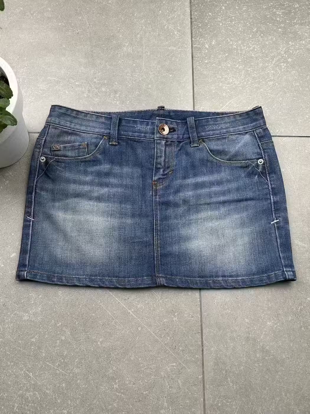 image of Armani x Armani Exchange Vintage Mini Skirt in Blue, Women's (Size 27)