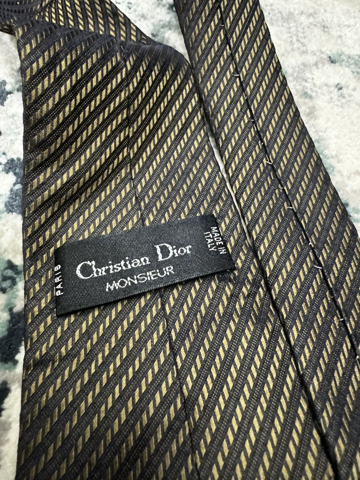 Christian Dior Monsieur STRIPED PATTERN PRINT SILK NECK TIE Size ONE SIZE - 4 Thumbnail