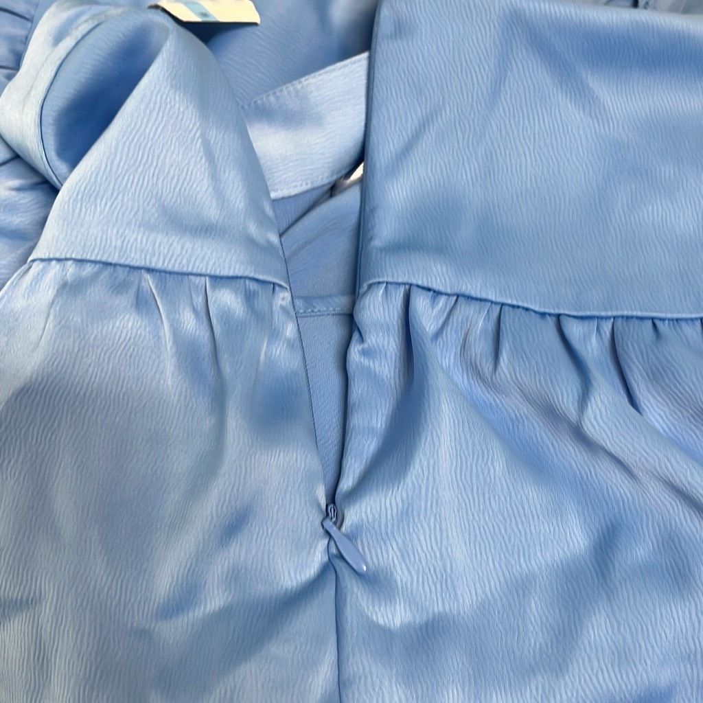 Other Something New Womens Size XL Tiered Mini Skirt Blue Zip Clos Size 32" / US 10 / IT 46 - 6 Thumbnail