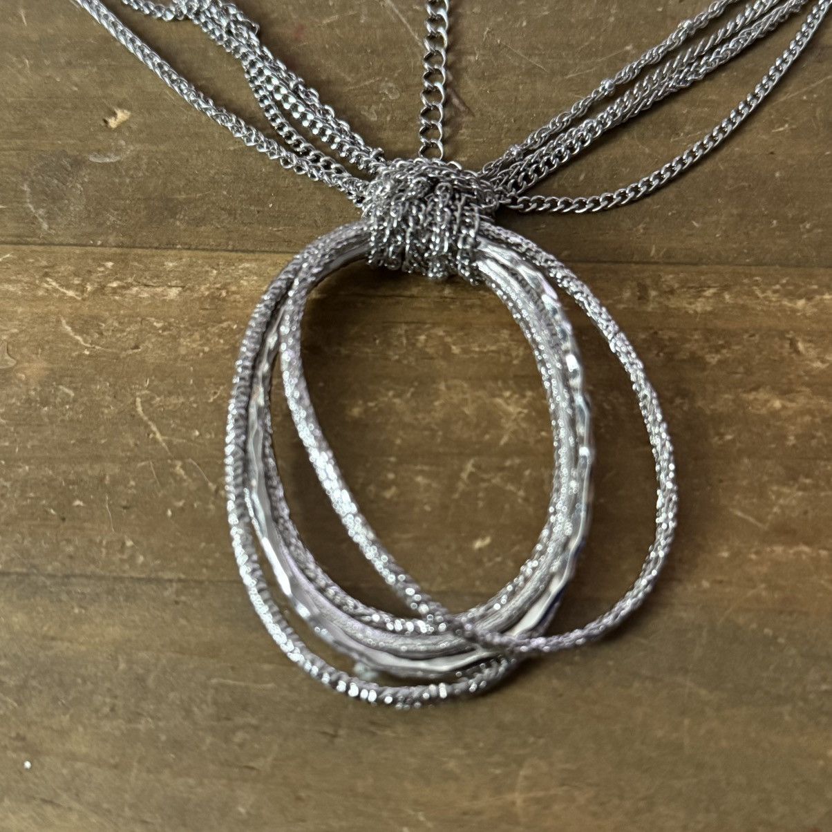 Other Silver tone multi strand open oval pendant necklace Size ONE SIZE - 3 Thumbnail