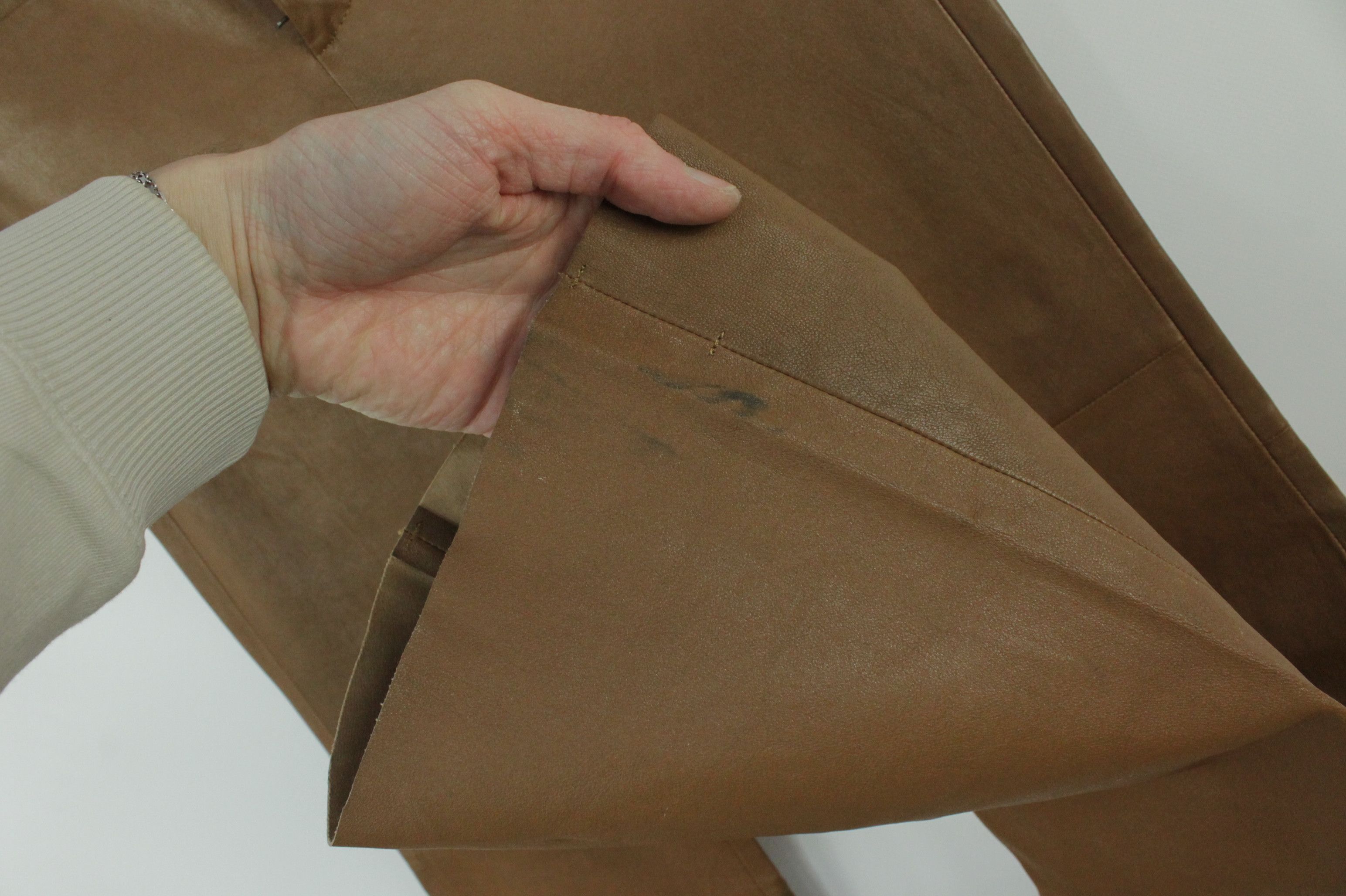 Genuine Leather × Gestuz Gestuz Desmond Brown Lamb Leather Flare Pants Size 26" / US 2 / IT 38 - 7 Thumbnail