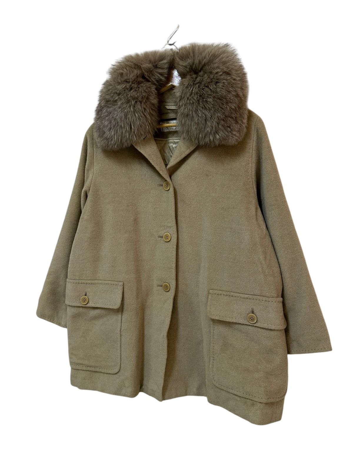 Max Mara vintage Max Mara fur-trimmed wool-cashmere blend coat. Size M / US 6-8 / IT 42-44 - 2 Thumbnail