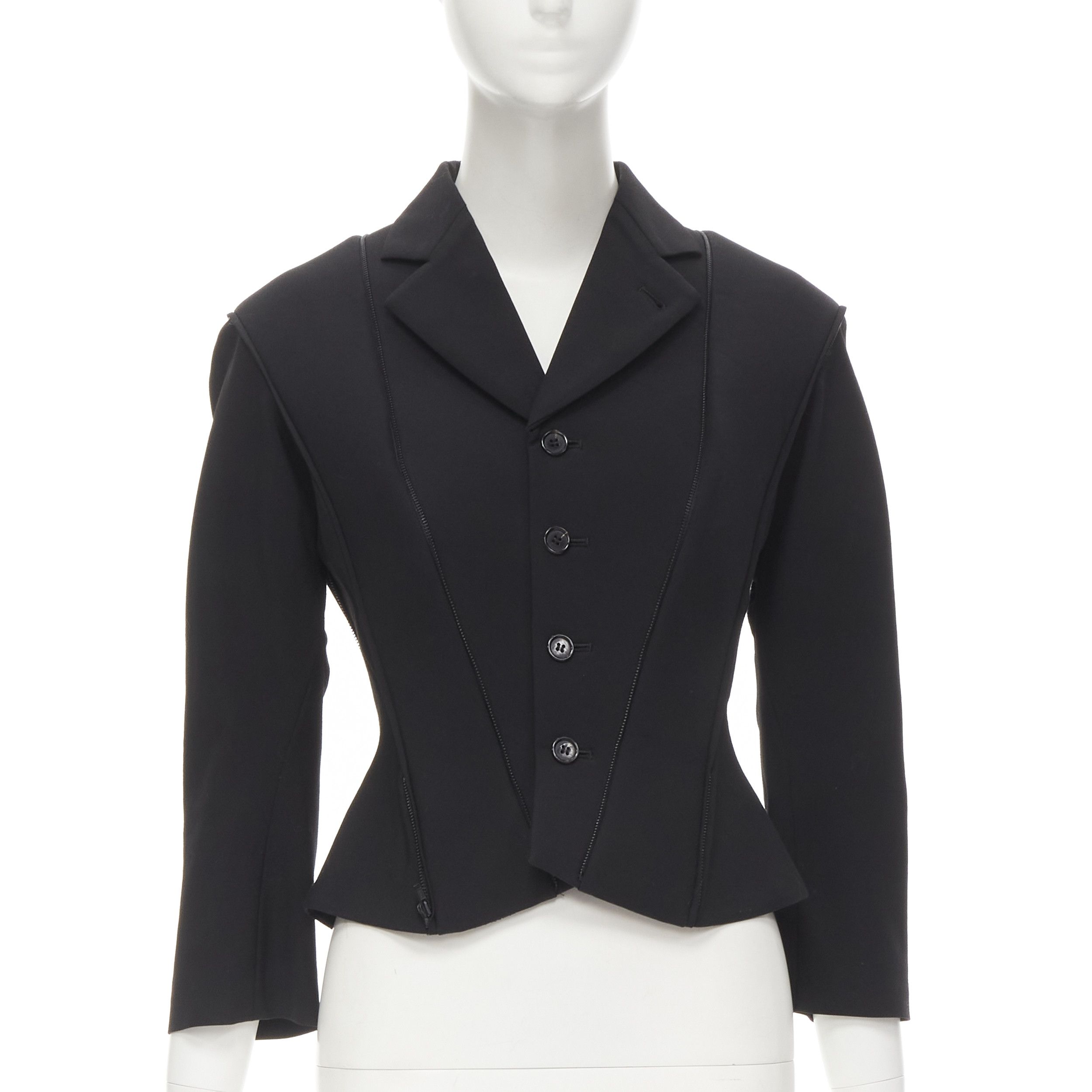 Junya Watanabe rare JUNYA WATANABE 1999 Runway black neoprene transformable blazer jacket S Size S / US 4 / IT 40 - 1 Thumbnail