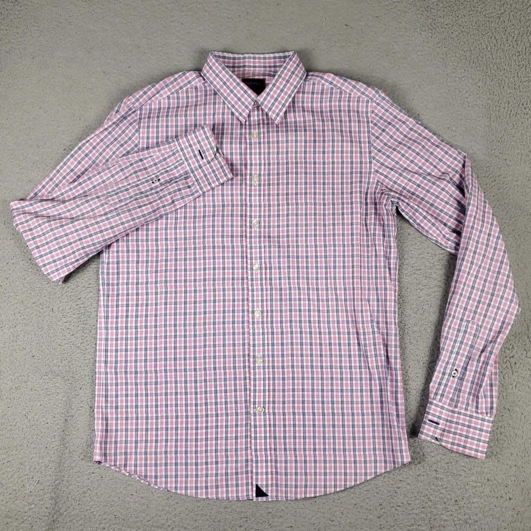 UNTUCKit UNTUCKit Shirt Mens LT Big & Tall Pink Blue Check Slim Fit Wrinkle Free Size US L / EU 52-54 / 3 - 2 Thumbnail