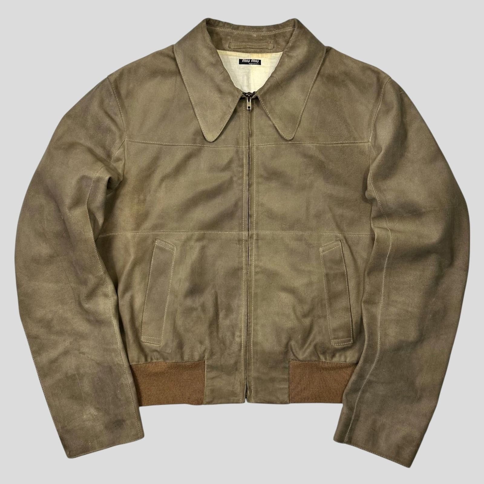 Miu Miu Miu Miu 00’s Suede Leather Cropped Work Jacket - IT50 (M/L) Size US M / EU 48-50 / 2 - 2 Thumbnail