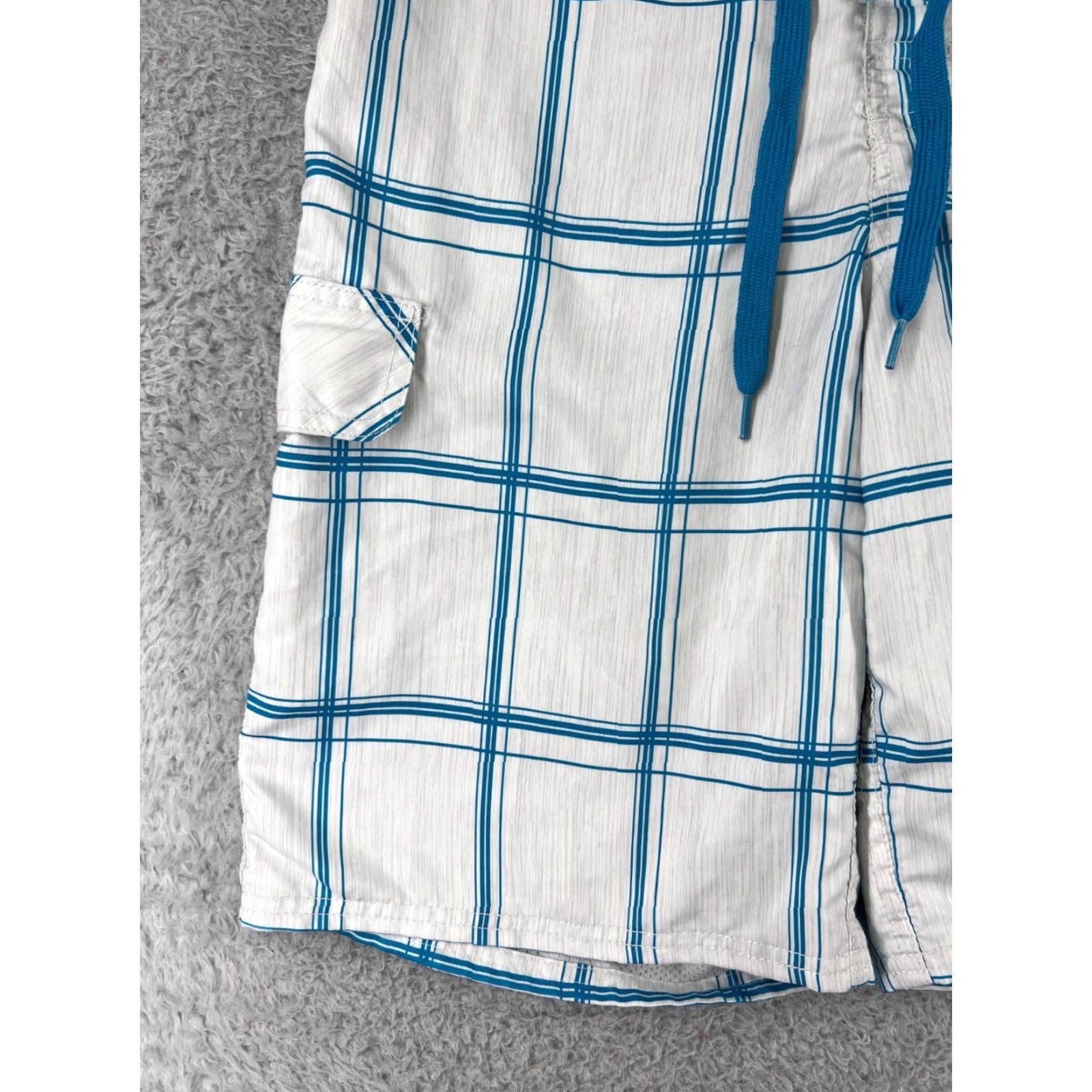 Ocean Pacific Ocean Pacific Shorts Mens Small White Blue Plaid Swim Trunks Beach Size US 29 - 6 Thumbnail