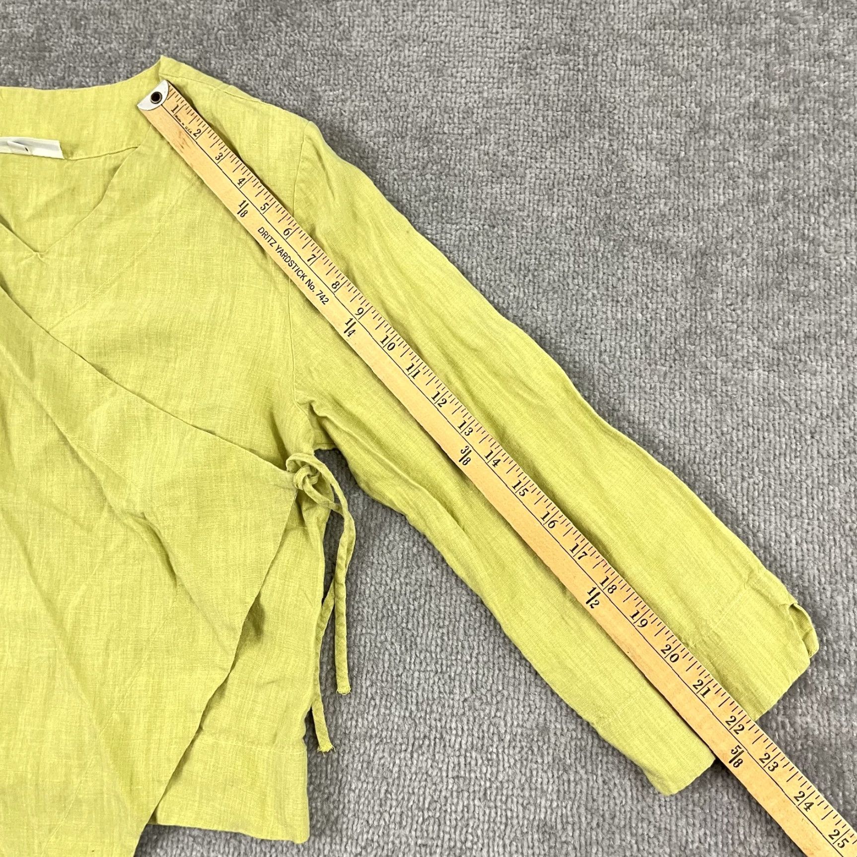 Vintage Vintage Bryn Walker Blouse Top Womens Small Linen Asymmetric Tie Front Green 90s Lagenlook Size S / US 4 / IT 40 - 5 Thumbnail
