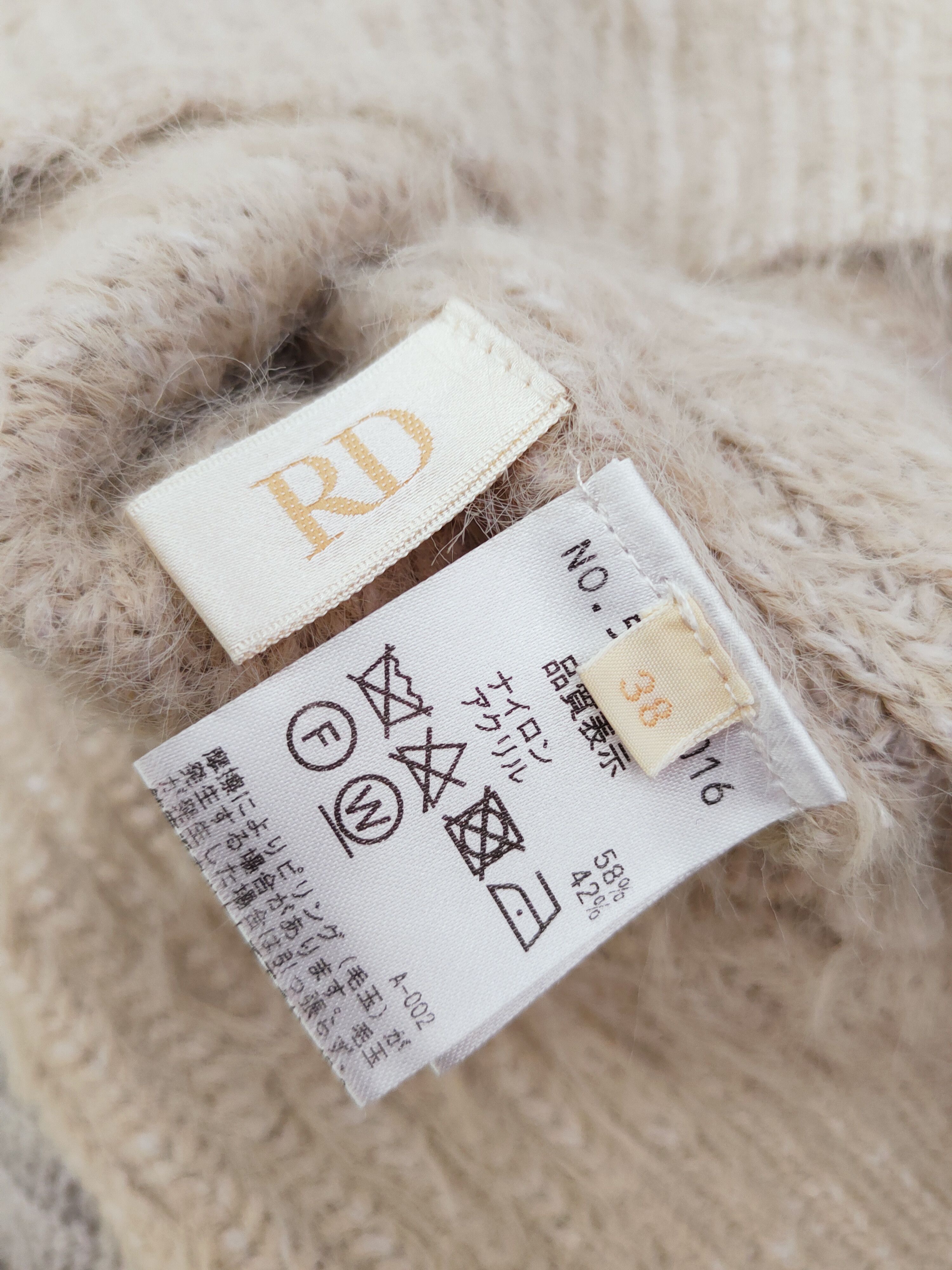 Homespun Knitwear RD Beige Shag Shaggy Fur Mohair Knitwear #W761 Size XS / US 0-2 / IT 36-38 - 11 Thumbnail