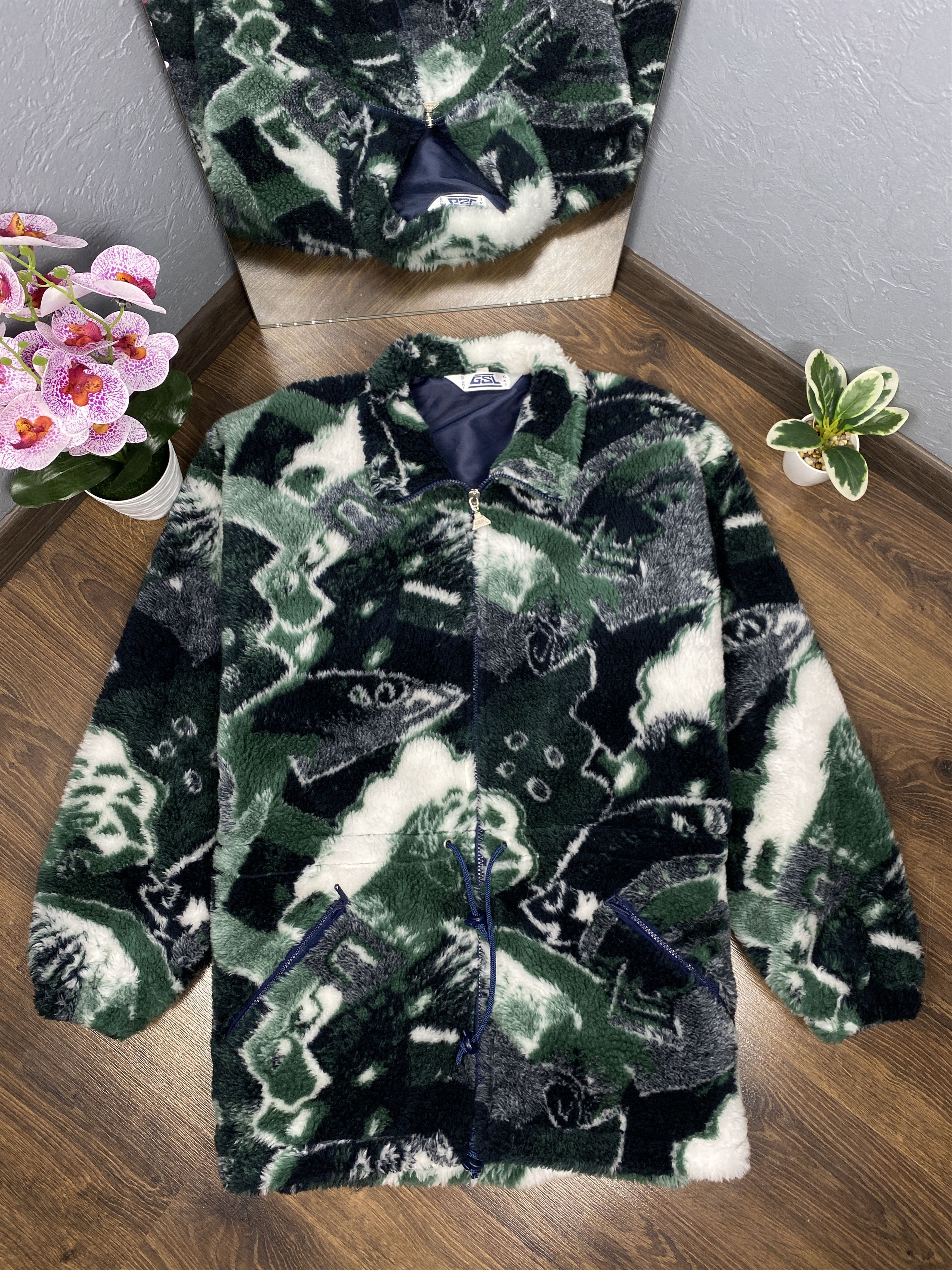 Vintage Abstract print vintage fleece jacket animal Size US L / EU 52-54 / 3 - 1 Thumbnail