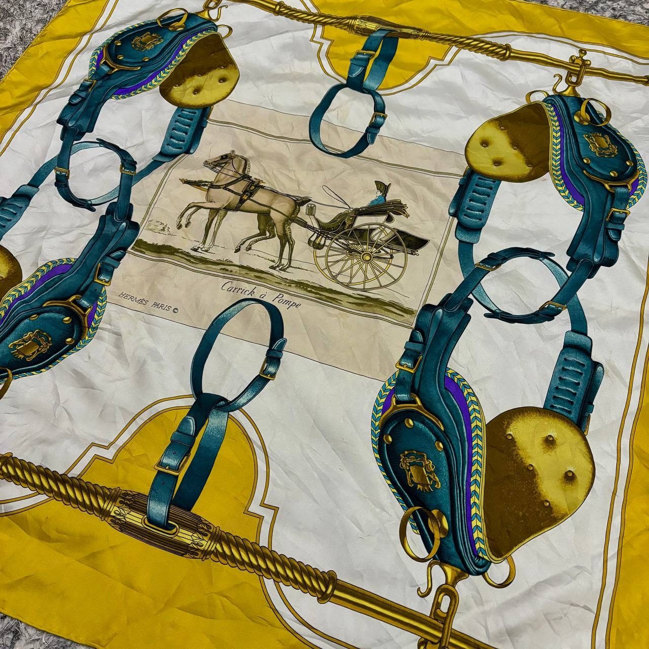 Hermes Hermes Carrick à Pompe Silk Scarf 90cm Philippe Ledoux 1973 Size ONE SIZE - 3 Thumbnail