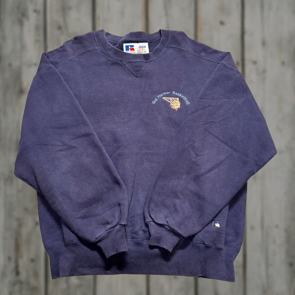 Vintage VINTAGE Russell Sweatshirt Pullover Heavyweight Navy Blue 90s Basketball Mens XL Size US XL / EU 56 / 4 - 1 Thumbnail