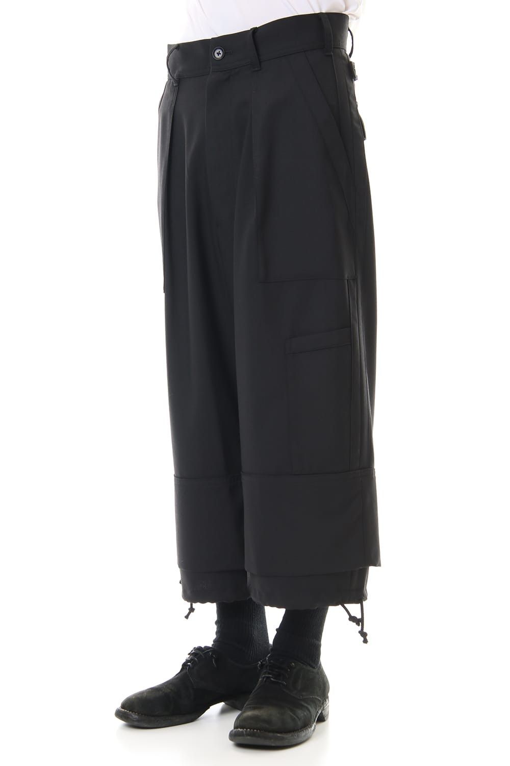 image of Groundy x Yohji Yamamoto Ground Y Yohji Cargo Pants Hem Double Military Pants in Black (Size 32)