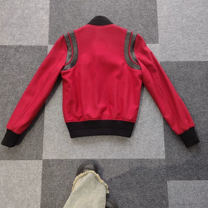 Saint Laurent Paris Saint Laurent Red Wool Baseball Jacket- Size US M / EU 48-50 / 2 - 2 Thumbnail
