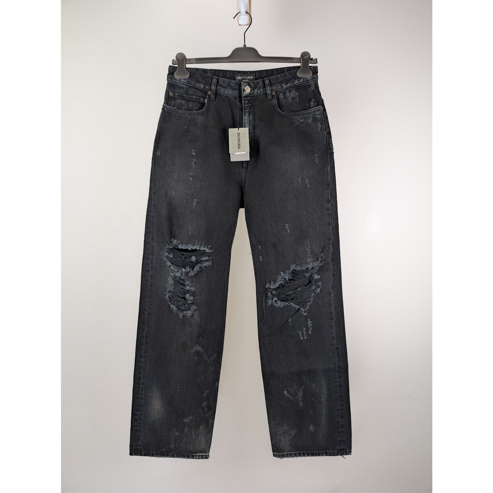 Balenciaga o1rshd1 Organic Japanese Ripped Medium Fit Pant Jean Black Size US 32 / EU 48 - 9 Thumbnail