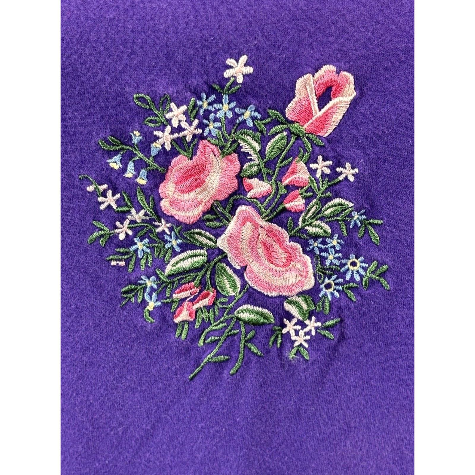 Victoria's Secret VINTAGE Victoria's Secret Purple Floral Embroidered Short Sleeve Sleep Shirt Small Women Size S / US 4 / IT 40 - 6 Thumbnail