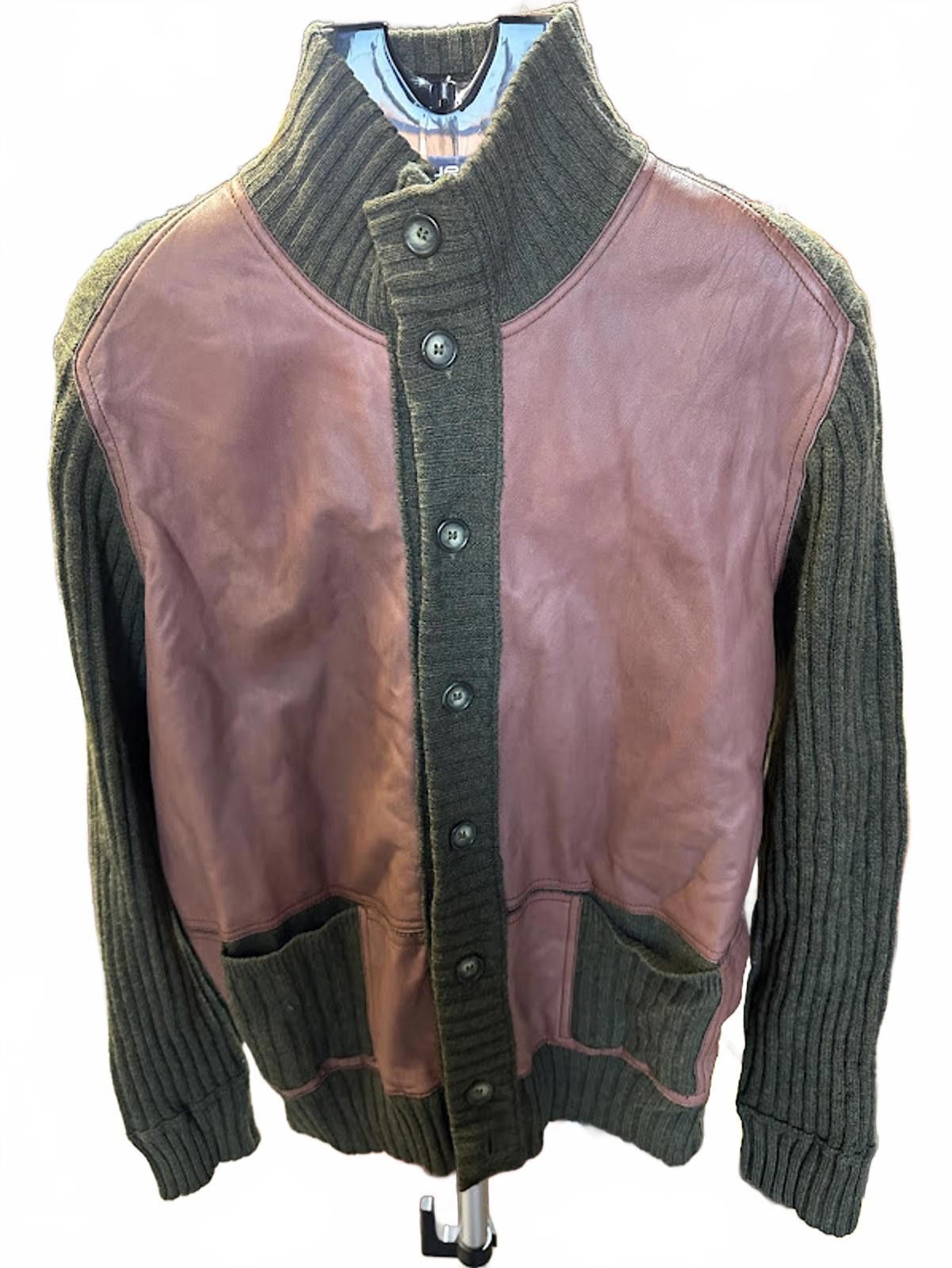 Madrigal Italian Wool Leather Front Cardigan Jacket M