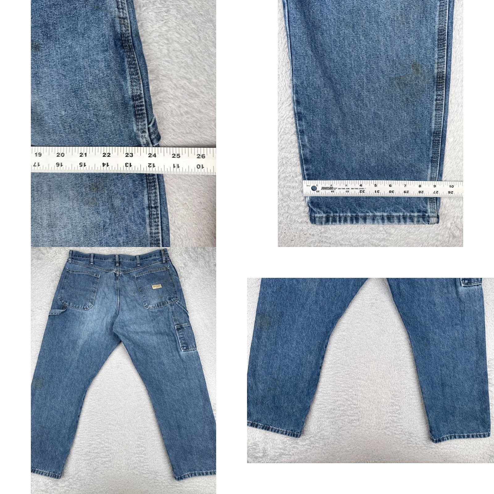 Wrangler Wrangler Jeans Mens 38x30 Blue Denim Straight Leg Carpenter Triple Stitched Work Jeans Size US 38 / EU 54 - 9 Thumbnail