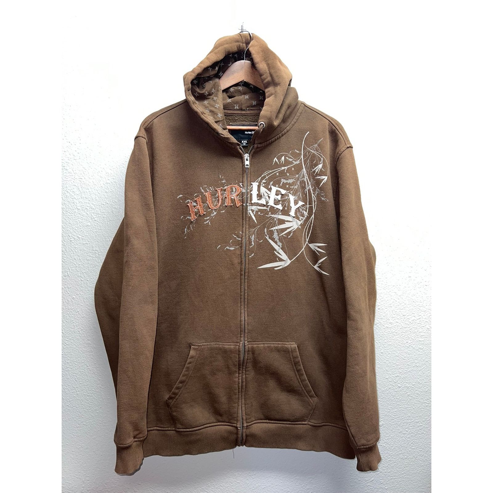Vintage Y2K Hurley Zip Up Hoodie Brown Fleece Lined Surf Grunge 2X Size US XXL / EU 58 / 5 - 1 Thumbnail