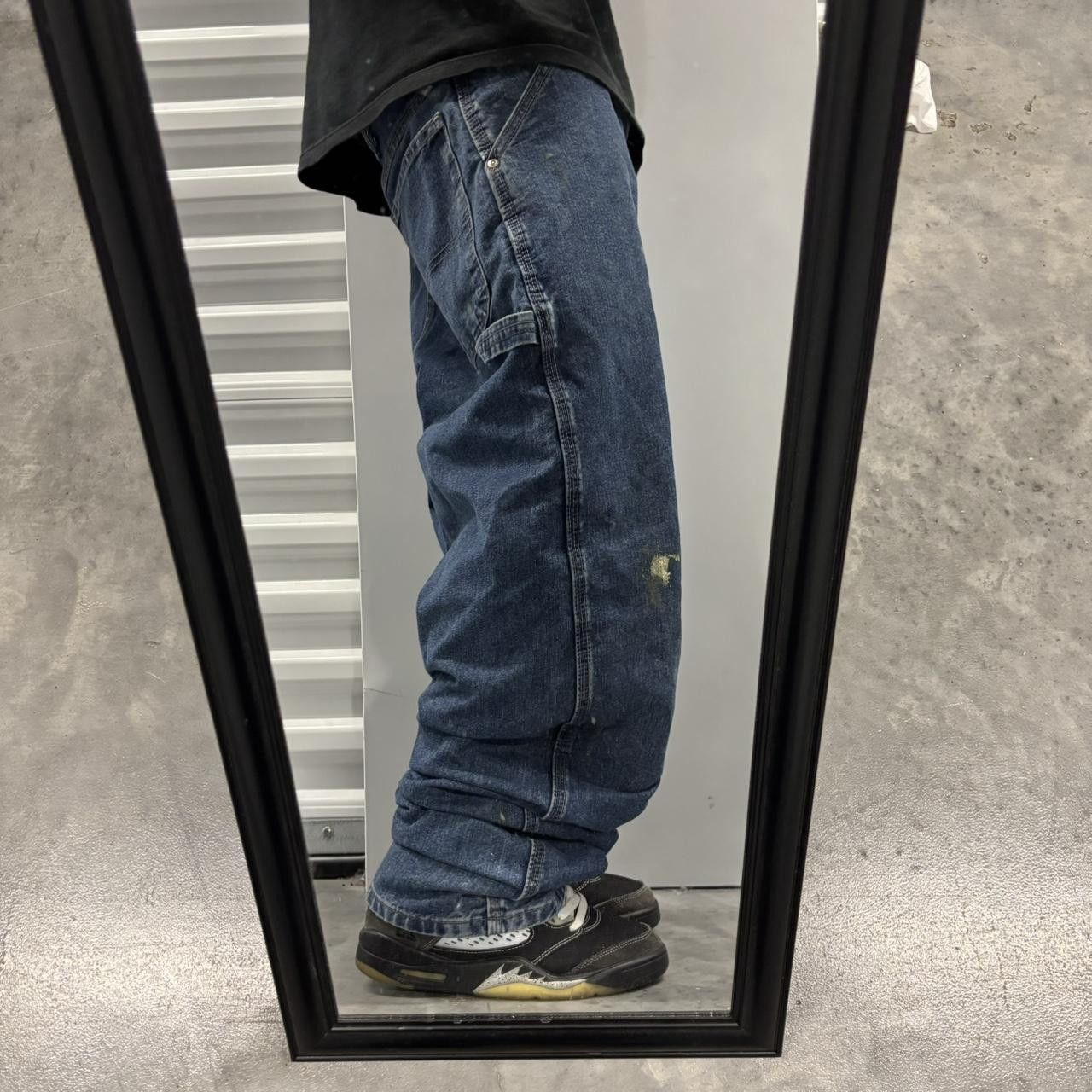 Japanese Brand × Vintage Crazy Vintage Y2K/2000s Baggy Grunge Dark Wash Carpenter Skater Denim Jeans! Size US 38 / EU 54 - 2 Thumbnail
